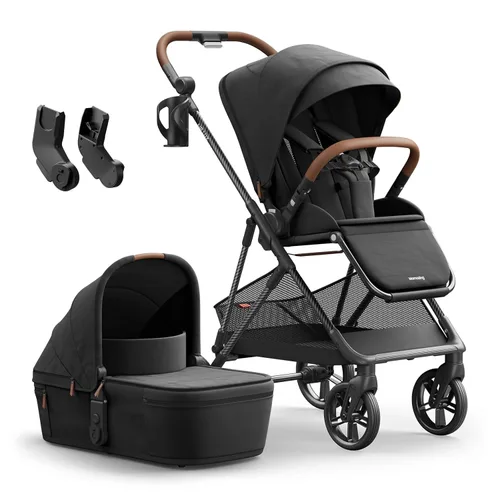 Miniatura 11 de MAMAZING Air Lux - Cochecito de bebé, marco de fibra de carbono de solo 15.8 libras, cochecito plegable compacto para niños pequeños con asiento Gris