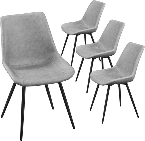 Miniatura 16 de Yaheetech Juego de 2 sillas de comedor modernas tapizadas con asiento de piel sintética y patas de metal para el hogar, cocina, diseño sin brazos