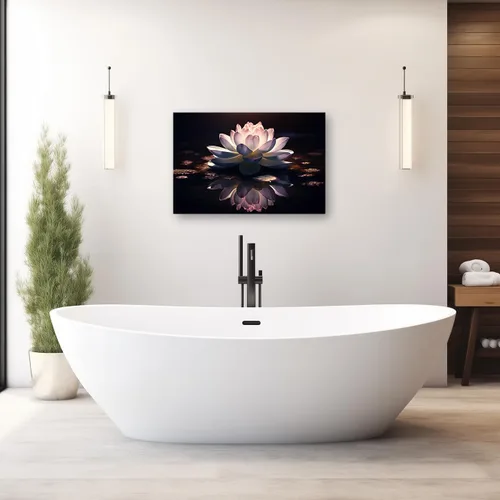 Miniatura 2 de CXHOSTENT Lienzo decorativo de flor de loto para pared, cuadros zen, decoración de pared, pintura floral rosa, meditación, espíritu, baño, yoga