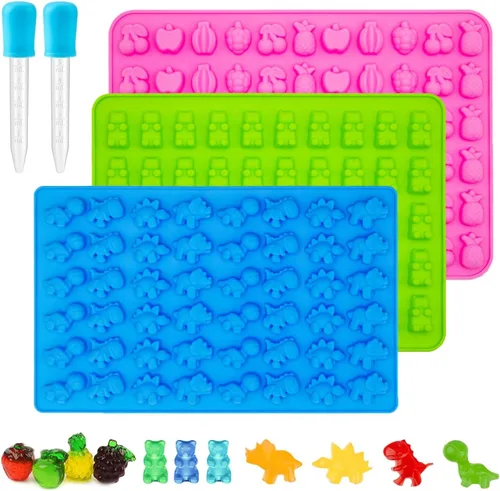 Miniatura 13 de Moldes redondos para caramelos de gomitas, 220 moldes de silicona para caramelos con 2 cuentagotas para caramelos duros, gomitas, caramelos