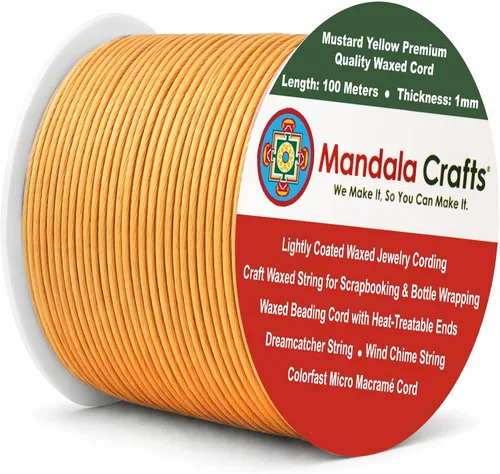 Miniatura 75 de Cuerda Mandala Crafts 0.03 pulgadas 109 yardas para hacer joyería, artesanía, macramé, cuerda de algodón encerado Negro