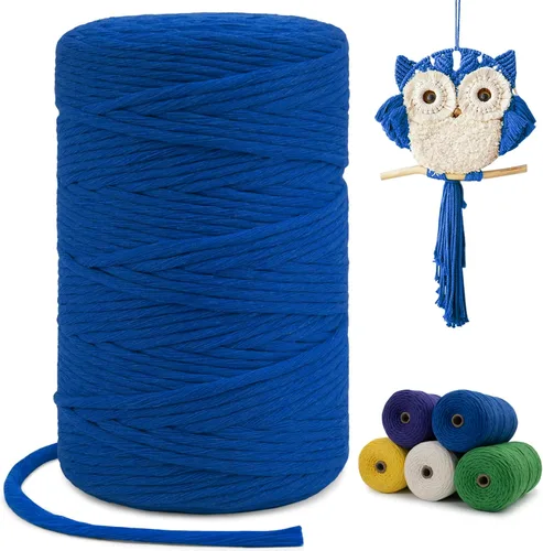 Miniatura 113 de Cuerda de macramé de una sola hebra de 0.197 in x 110 yardas, cuerda de macramé de algodón natural de 0.197 in, cuerda de algodón grueso para colgar