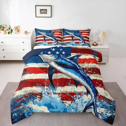 Miniatura 49 de Erosebridal Juego de edredón de bandera estadounidense tamaño individual para niños y adolescentes, juego de ropa de cama de camuflaje, edredón