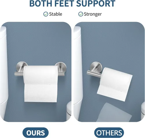 Miniatura 3 de Newfun Soporte de papel higiénico de níquel cepillado, SUS 304 de acero inoxidable ajustable, doble poste pivotante, soporte de pared para baño