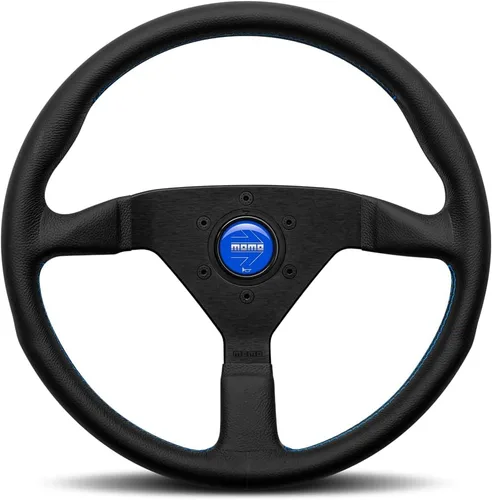 Miniatura 5 de MOMO Motorsport Montecarlo Alcantara Street Volante Negro Alcantara Grip, Radios anodizados cepillados, BK Stitch 12.598 in
