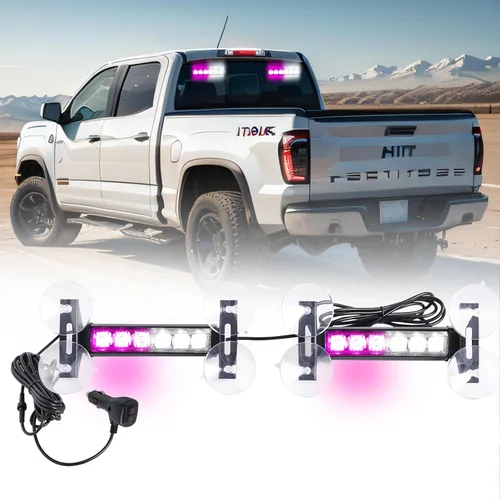 Miniatura 8 de 2 luces estroboscópicas de emergencia de 6.1 pulgadas, rojo y blanco, 12 LED de advertencia de peligro intermitentes de seguridad delantero/trasero