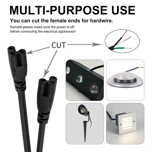 Miniatura 8 de Cables de extensión T5 T8 negros de 4 pies, cable de alimentación de luz de crecimiento, cables de conexión de lámpara de 48 pulgadas, conectores