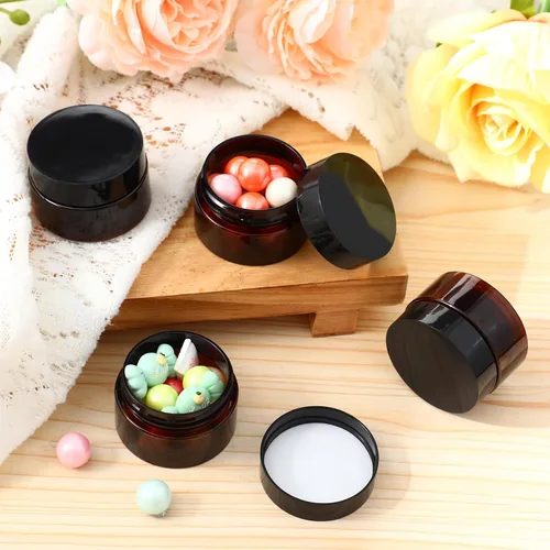 Miniatura 6 de SATINIOR Paquete de 12 frascos de plástico con tapas, frascos redondos para cosméticos de viaje, para artículos de tocador, loción, crema