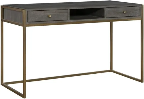 Miniatura 3 de Uttermost Taja - Escritorio moderno de madera y acero inoxidable en latón/tono de madera