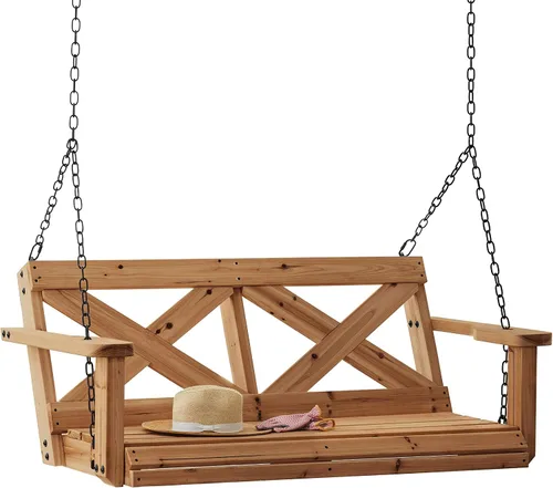 Miniatura 9 de Backyard Discovery Callahan - Pérgola Banco Oscilante de Madera de Cedro para Patio al Aire Libre de 8' x 5' con Enrejado, Asiento para Dos