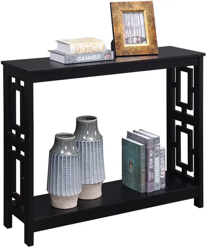 Miniatura 4 de Convenience Concepts Town - Mesa consola cuadrada con estante, color negro