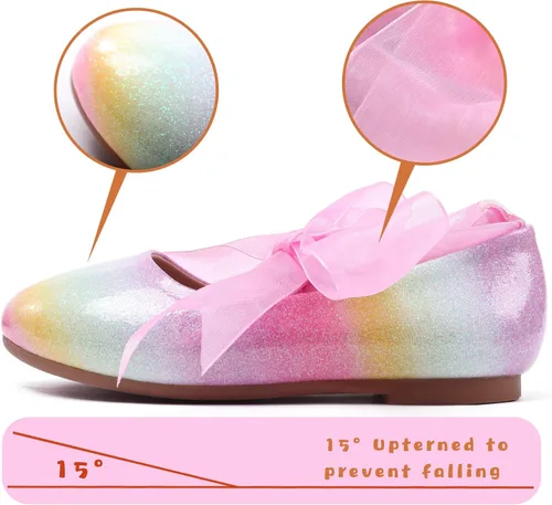 Miniatura 3 de ADAMUMU Zapatos de vestir para niña de las flores, zapatos para desmalezar lindos zapatos Mary Jane de encaje flore ballet planos para caminar