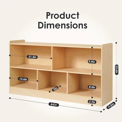 Miniatura 6 de Leeshyah Estante de madera para juguetes para niños, organizador de libros y juguetes Montessori con estantería abierta, diseño personalizable de 5