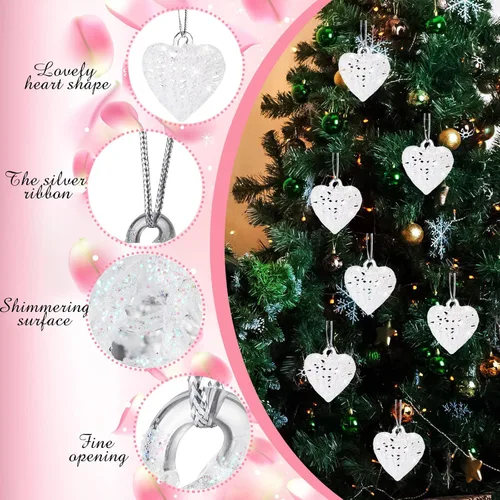 Miniatura 5 de BBTO Juego de 21 adornos de cristal en forma de corazón para el día de San Valentín, adorno colgante hilado en forma de corazón de cristal, regalo