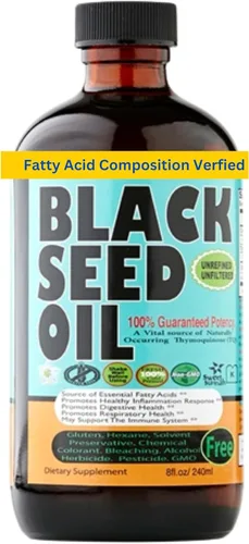 Aceite de semillas Sweet Sunnah, negro, prensado, en frío, sin OGM en botella de vidrio de 8 onzas