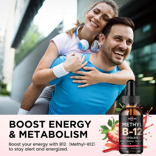 Miniatura 3 de Gotas líquidas de vitamina B12, vitaminas B12 de 5000 mcg, suplemento de complejo de vitamina B con metilcobalamina B12 sublingual, vitamina B6