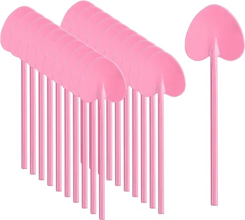 100 cucharas de plástico desechables en forma de corazón envueltas individualmente, degustación de muestras para servir postre para pasteles,