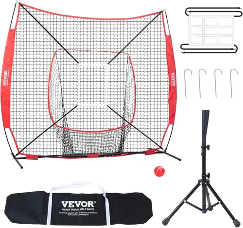 Miniatura 12 de VEVOR - Red de práctica de sóftbol, red portátil de entrenamiento de béisbol para batear, batear, atrapar, lanzar, equipo de respaldo con marco