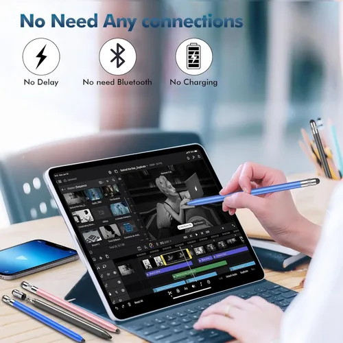 Miniatura 5 de Lápiz óptico para pantalla táctil, lápiz capacitivo de goma 3 en 1, alta sensibilidad y precisión, lápiz capacitivo universal compatible con iPad