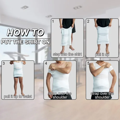 Miniatura 6 de ISUP Mens Compression Shirt Slimming Undershirt Shapewear Body Shaper Chest Compression Tummy Control Tank Top