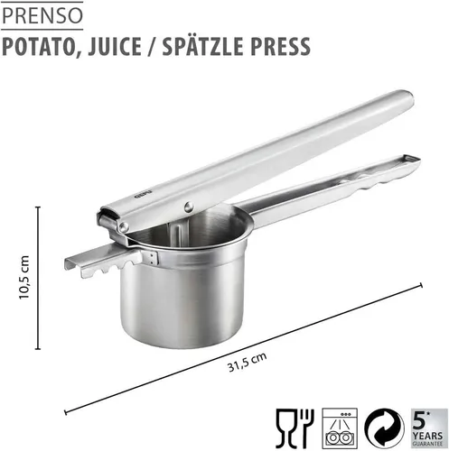 Miniatura 2 de GEFU PRENSO 89440 Potato, Juice and Spätzle Press for Fine Mashed Potatoes, Homemade Spätzle and Spaghetti Ice Cream Stainless Steel