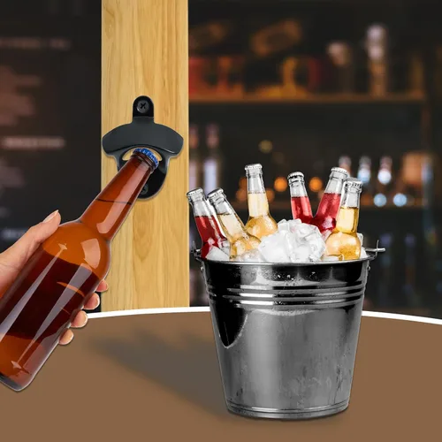 Miniatura 5 de Abrebotellas vintage de 16 piezas, montado en la pared, abrebotellas de tapa de cerveza, adecuado para bares, hoteles, casas KTV, mesa enfriadora