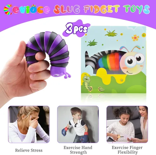 Miniatura 6 de Cevioce Juguete de Babosa para la Ansiedad, Juguetes Sensoriales de Babosa para Niños y Adultos, 3 Piezas Juguetes Sensoriales para Niños Autistas