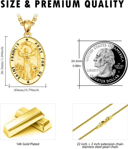 Miniatura 480 de Collar de plata de ley 925 con medalla de San Patrón, colgante de protección católica, amuleto, joyería religiosa para hombres y mujeres
