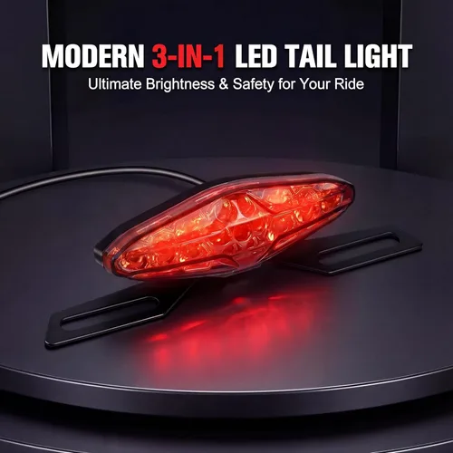 Miniatura 2 de Luz trasera universal de 15 LEDs para motocicleta, luz de freno con soporte de placa compatible con Honda Yamaha Suzuki para Street Bike Sport Bike