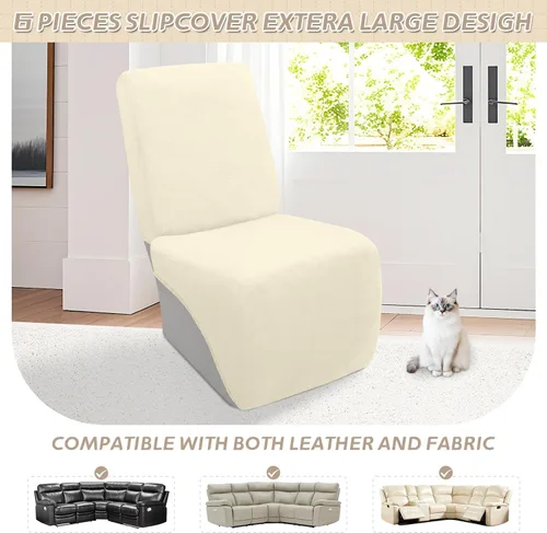 Miniatura 193 de Arfntevss Fundas de sofá seccional reclinable de terciopelo, Funda de sofá seccional de esquina para sofá reclinable, Funda elástica suave