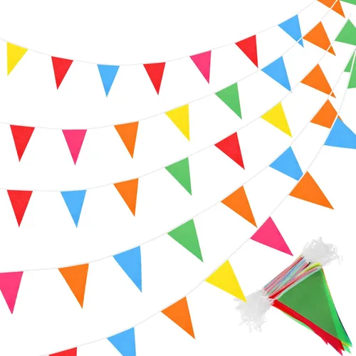 Miniatura 14 de Tatuo Banderines Sólidos de 200 Pies, Banderas de Cordel Triangulares Colgantes, Banderines DIY, Decoraciones de Fiesta para Gran Inauguración, Verde