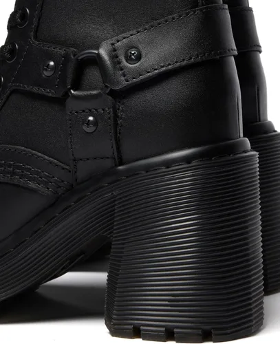 Miniatura 8 de Dr. Martens Botas de cuero con tiras y tacón ancho estilo flare para mujer Chesney