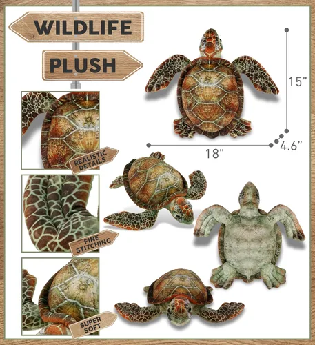 Miniatura 3 de DolliBu Animal de peluche de tortuga marina – Peluche de tortuga abrazable, adorable juguete de peluche de tortuga marina, lindo regalo de animales