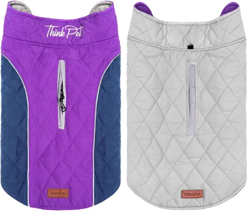 Miniatura 7 de ThinkPet - Abrigos para perros para clima frío, chaqueta de invierno reversible resistente al viento, abrigo grueso acolchado y cálido, chaleco