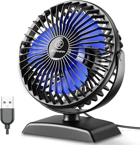 Miniatura 7 de JZCreater Ventilador de escritorio USB, ventilador de refrigeración personal de rotación 360 con 3 velocidades, silencioso, pequeño, alimentado por
