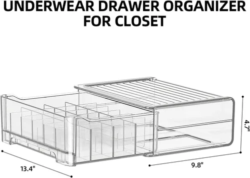 Miniatura 6 de Organizador de cajones de ropa interior con divisores, organizador de calcetines apilable de 24 celdas para armario, cajón de almacenamiento de ropa