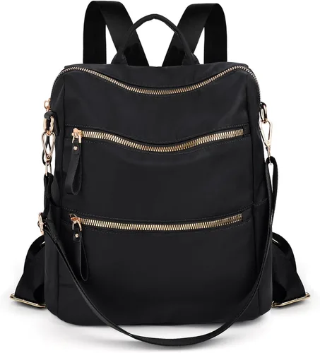 Miniatura 2 de Uromee Mochila para mujer, bolsa de hombro impermeable de nailon para viaje, 303. Negro, Mochilas Daypack