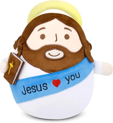 Muñeco de peluche de Jesús, 8 pulgadas, Jesús con la Biblia, capa y Jesús te ama, juguetes de peluche Kawaii para la escuela dominical de la