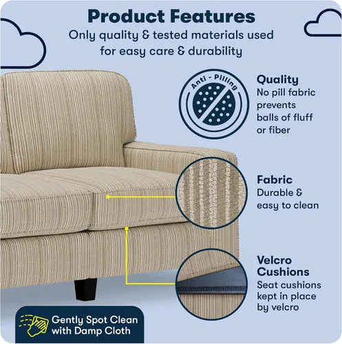 Miniatura 3 de Serta Palisades Sofás Tapizados para Sala, Sofá de Diseño Moderno, Tela, Beige