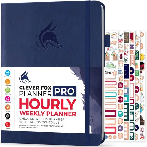 Miniatura 20 de Clever Fox Agenda PRO - Agenda semanal y mensual sin fecha con ranuras de tiempo, libro de citas y organizador diario, A4 (gris)