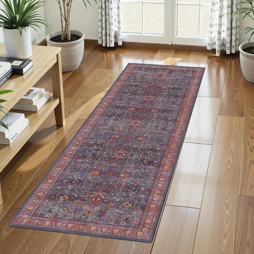 Miniatura 18 de Alfombra de Área Lavable 2'6'' x 8' Alfombra Persa Tradicional Vintage - Alfombra Plegable Desgastada Antideslizante Lavable a Máquina para Sala