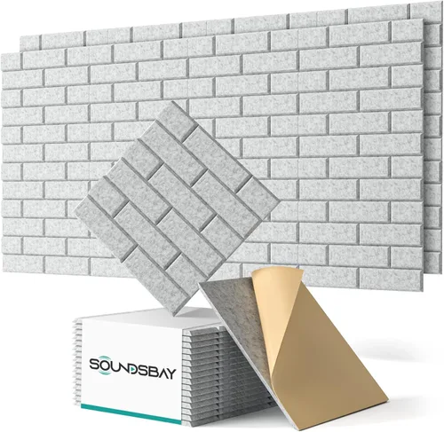 Paneles de Pared Insonorizados Autoadhesivos, Paquete de 18 Paneles Acústicos Paneles Absorbentes de Sonido Panel de Pared de Ladrillo de Alta Gris