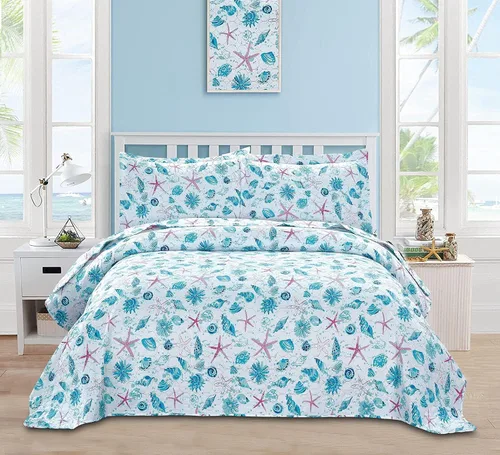 Juego de edredón tamaño King, colcha, juego de edredón de playa tamaño King, juego de cama, colección de edredones de playa de verano costero,