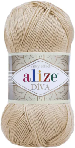 Miniatura 32 de Alize Diva Silk Effect 100% hilo acrílico de microfibra, 1 madejas de bola de 3.53 oz 383yds color (1 - crema)