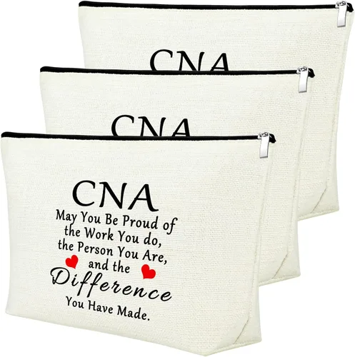 Miniatura 16 de Mxrymvu Regalos de la semana de CNA Bolsas de maquillaje Regalos de agradecimiento CNA, 2 piezas beige.
