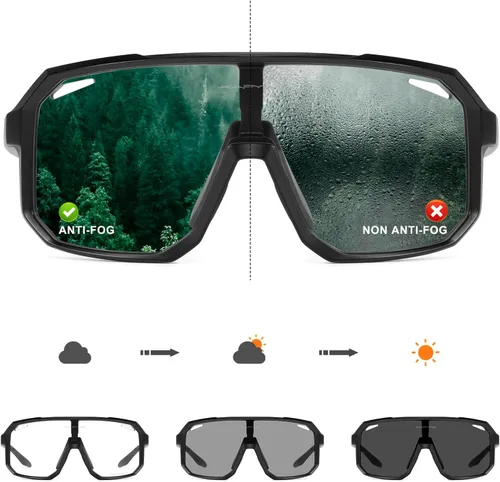 KAPVOE Gafas de ciclismo fotocromáticas para hombres y mujeres, gafas de sol de bicicleta de montaña, gafas de sol antivaho para exteriores K62