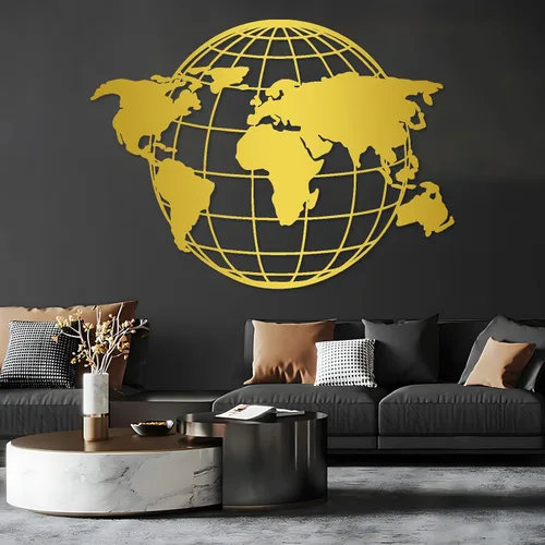 Miniatura 5 de Arte de pared de mapa del mundo metálico, mapa global del mundo, continentes de mapa del mundo de metal, arte de pared de tierra, arte de pared