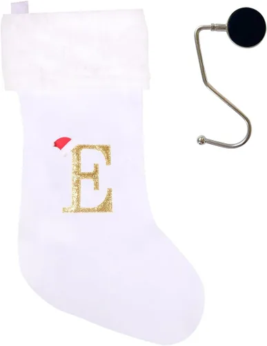Miniatura 66 de Medias de Navidad de 20 pulgadas con monograma, letras, medias súper suaves grandes de Navidad, medias de monograma rojo para Navidad, regalo