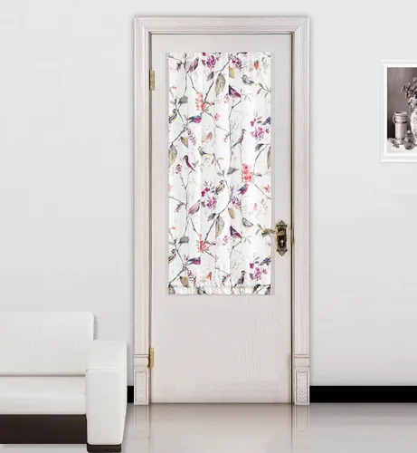 Miniatura 16 de VOGOL - Cortina decorativa con patrón de pájaros para puerta delantera, cortinas francesas de cocina con reducción de vista, 1 panel de lino