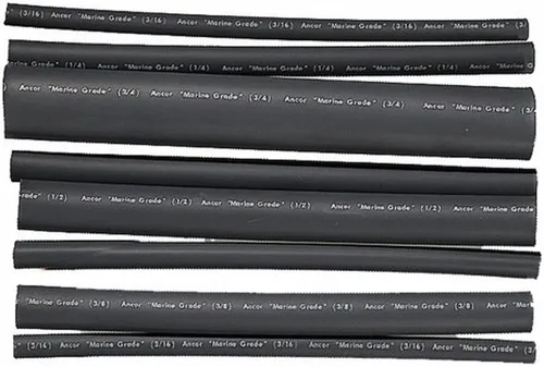 Ancor 301506 Kit de tubos termorretráctiles con revestimiento adhesivo eléctrico de grado marino (3/16 a 3/4 pulgadas de diámetro, 6 pulgadas de